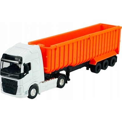 WELLY VOLVO FH BIELY + SKLÁPAČ NÁKLADNÉ AUTO NOVÝ MODEL KOVOVÝ TIR 68056 1:64