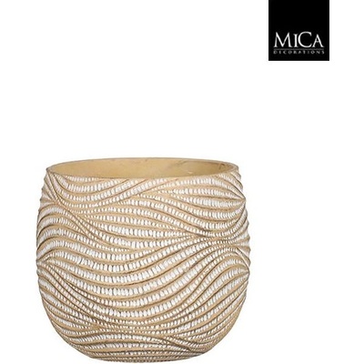 Mica КАШПА КЕРАМИЧНА КРЪГЛА hendrick Ø21.5х19см КРЕМ (1113686)