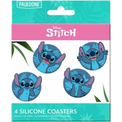 CurePink Gumové tácky pod sklenice Disney Lilo & Stitch Stitch 4 ks 10x10 cm