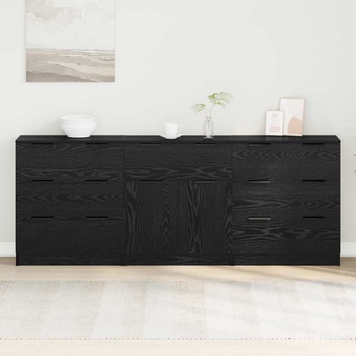 vidaXL Служебен шкаф 3 pcs Черния дъб 181 x 30 x 70 см Инженерно дърво (3332521)