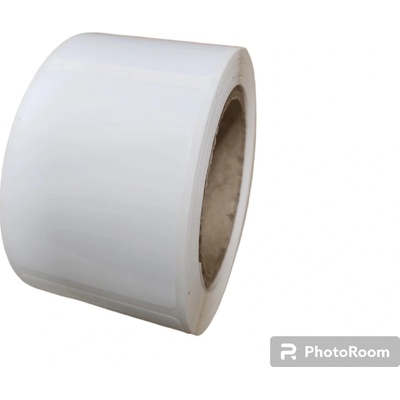 Plastová Etiketa 36 mm x 45 mm, Polypropylén, Biela, Dutinka 40 mm, 1000 ks/kotúč, Silné lepidlo ( TS8000 ), Priemer kotúča 115 mm