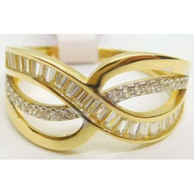 Klenoty Budín zlatý prsten se zirkony HK1202