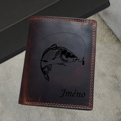 Pánská kožená peněženka s originálním motivem pro rybáře