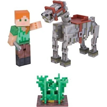 Minecraft Alex with Skeleton Horse 8 cm