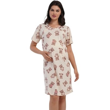 Бежова нощница за кърмене с мечета