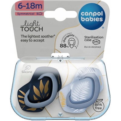Canpol Babies silikon cumlík symetrický Light touch Gold modrá 2ks