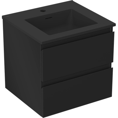 Orio шкафче за баня 50 см с мивка Otis, 2 чекмеджета, черно матово (91A10-05047-2-BFF71-W18M71)