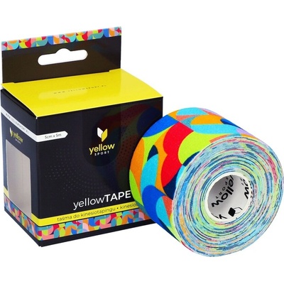 yellowSPORT kineziologický tejp duha abstrakt 5 cm x 5 m