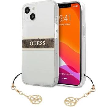GUESS Калъф Guess GUHCP13SKB4GBR 4G Strap Charm, за iPhone 13 mini, прозрачен (GUE001620-0)