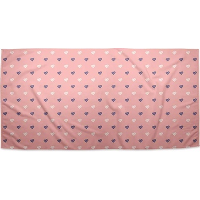 Sablio Ručník s potiskem Srdíčka na růžové 50 x 100 cm