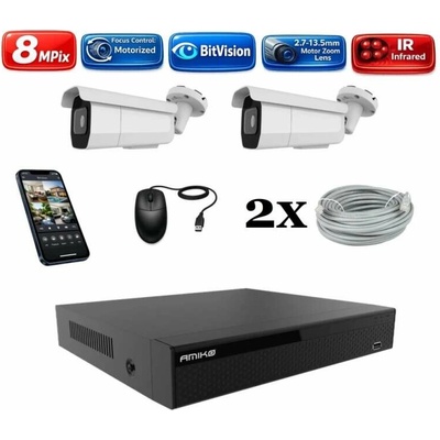 Amiko IP 2 kamerový set Varifokal 4K Ultra HD 8Mpix Tube 1805K2