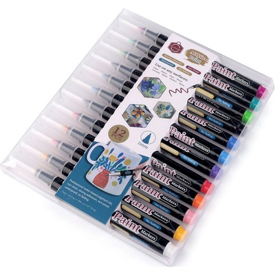 Kreativní akrylový fix / popisovač sada 12 ks, 2 mm mix 1 sada