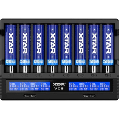 XTAR Multifunkční nabíječka baterií VC8 8 slotů