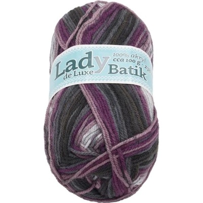 Lady de Luxe BATIK 100 g – 609 biela, fialová, sivá
