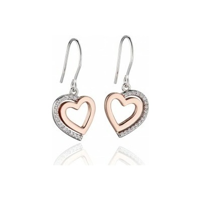 Fiorelli silver strieborné náušnice two heart E5454C
