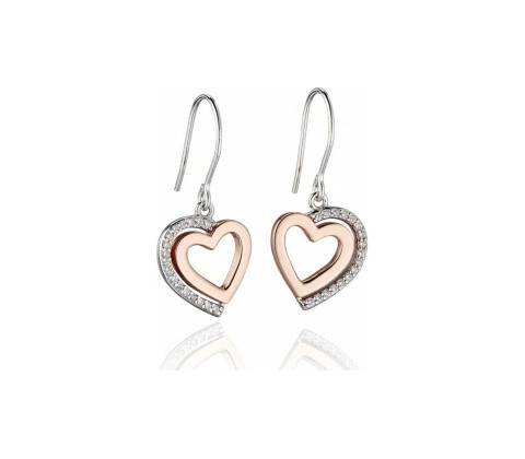 Fiorelli silver strieborné náušnice two heart E5454C