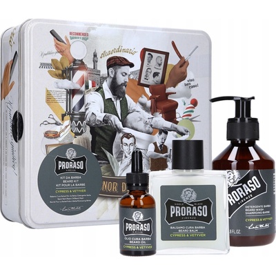 Proraso Cypress and Vetyver pro vousáče šampon na vousy 200 ml + balzám na vousy 100 ml + olej na vousy 30 ml dárková sada