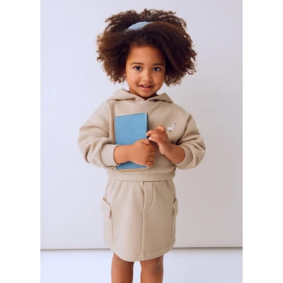 Mayoral Бежов комплект суичър с качулка и карго пола за мини момиче Mayoral