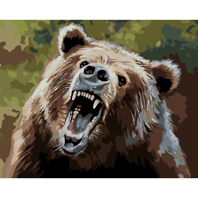 ZUTY Malování podle čísel MEDVĚD S OTEVŘENOU TLAMOU D RUSTY RUST Rozměr 80 x 100 cm Rámování vypnuté plátno na rám