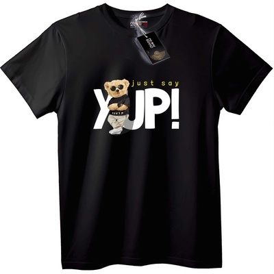 NOONEBRAND Тениска YUP! Мечка - L, Black