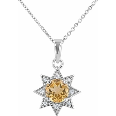 Eppi Stříbrný přívěsek s citrínem a zirkony ve tvaru hvězdy Bohemia P38088