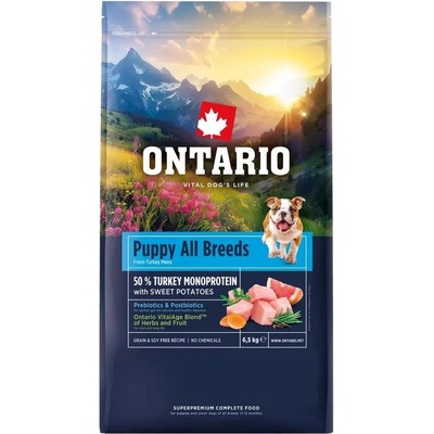 ONTARIO Puppy All Breeds Monoprotein Turkey & Sweet Potatoes 6, 5 кг