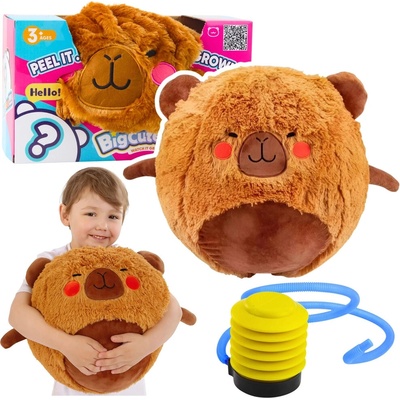 LeanToys Skákací míč rostoucí plyšová kapybara hnědá pumpa 50 cm