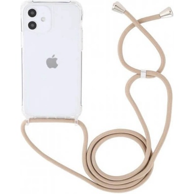 Pouzdro SES Průhledné silikonové ochranné se šňůrkou na krk Apple iPhone 12 Pro Max - zlaté
