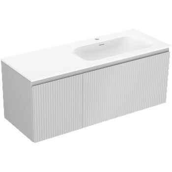 Mexen Rivel баня шкаф 120 cm с мивка Vela дясна, 1S, 1D, оребрена, сива мат/бяла мат - 91A23-12047-3-BBFF62-W23P01 (91A23-12047-3-BBFF62-W23P01)