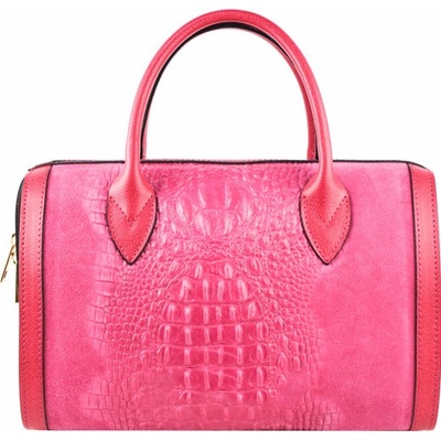 Made In Italy kožená kabelka kroko štýl 6004 fuxia