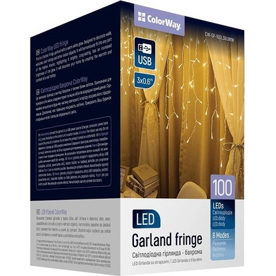 ColorWay vnitřní 100 LED 3× 0,6m IP20 USB teplá bílá CW-GF-100L36UWW