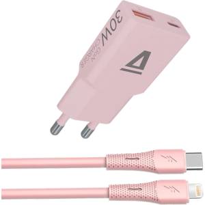AVAX CH6418 30W GaN зарядно устройство и силиконов кабел USB-C-Lightning, розов AVAX_CH6418 (AVAX_CH6418)