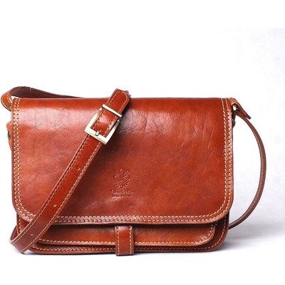 Středně velká kožená crossbody kabelka no. 444 hnědá