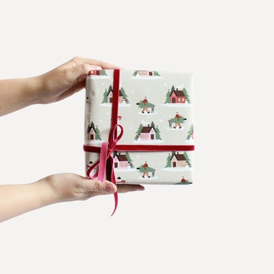 Bella Rose Vánoční balicí papír s domečky – 5 m, béžová barva, papír – Hledejceny.cz