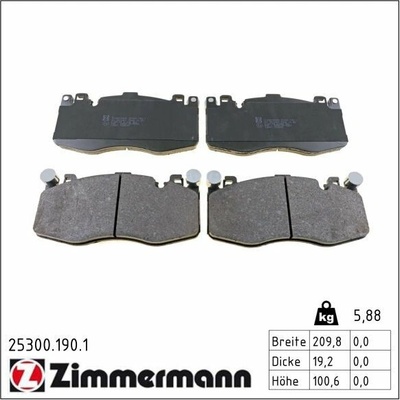 Sada brzdových platničiek kotúčovej brzdy ZIMMERMANN 25300.190.1