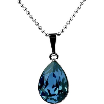 Swarovski Elements Pear stříbrný přívěsek + řetízek modrá slzička, kapka 34252.3 Modrá