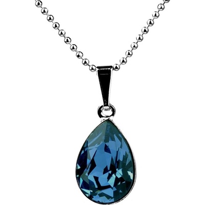 Swarovski Elements Pear stříbrný přívěsek + řetízek modrá slzička, kapka 34252.3 Modrá