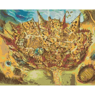 Zuty Bradavice pohled z koštěte harry potter 40 x 50 cm vypnuté plátno na rám 8596530132851