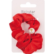 Richstar Accessories Gumička do vlasů sametová s perlou, červená