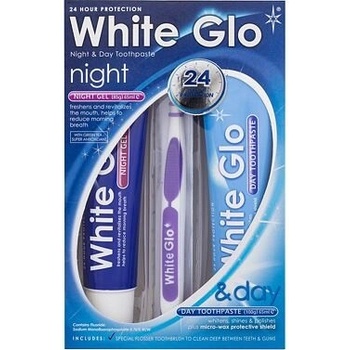 White Glo Night & Day Toothpaste sada zubná pasta Day Toothpaste 100 g + nočný gél Night Gel 85 g + zubná kefka 1 ks