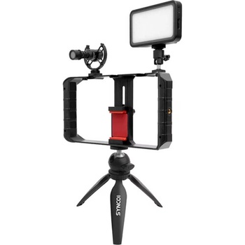Synco Vlogger Kit 1 комплект за влогване за смартфони, микрофон, LED, мини статив, клетка за мобилен телефон SY-VKIT-1 (SY-VKIT-1)