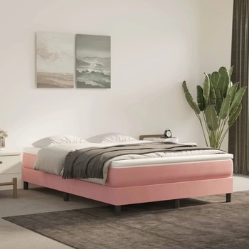 vidaXL Боксспринг легло с матрак, розово, 140x200 см, кадифе (3144338)