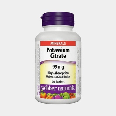 Webber Naturals Potassium Citrate Draslík 99mg Forte 90 tabliet