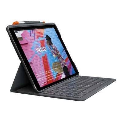 Logitech Slim Folio QWERTY Датски, Финландски, Норвежки, Шведски Блутут Сив (920-011428) (920-011428)