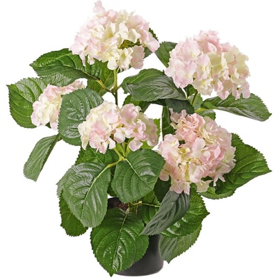 Umelá kvetina Hortenzia ružová luxe v kvetináči, 36cm