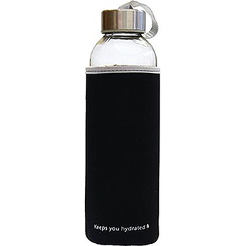 Eurocom Стъклена бутилка за вода Stream с калъф, черен/сив (11032-А-ЧЕРЕН/СИВ)