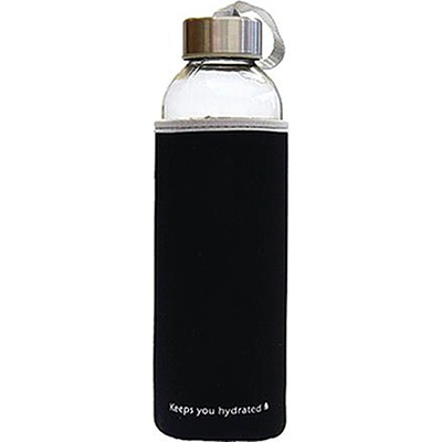 Eurocom Стъклена бутилка за вода Stream с калъф, черен/сив (11032-А-ЧЕРЕН/СИВ)