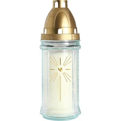 Lampa hřbitovní SVATOZÁŘ skleněná 200g d7,5x22cm bílá II.