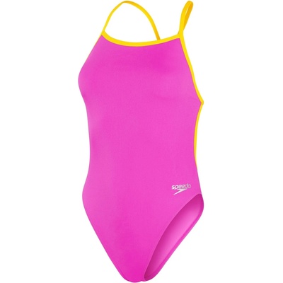 Speedo Дамски бански костюм Speedo Training Solid Vback Swimsuit Womens - Pink/Yellow
