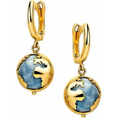 Zlaton Náušnice žluté zlato ve tvaru zeměkoule s kamenem 2.5cm 6.64g O05122401209